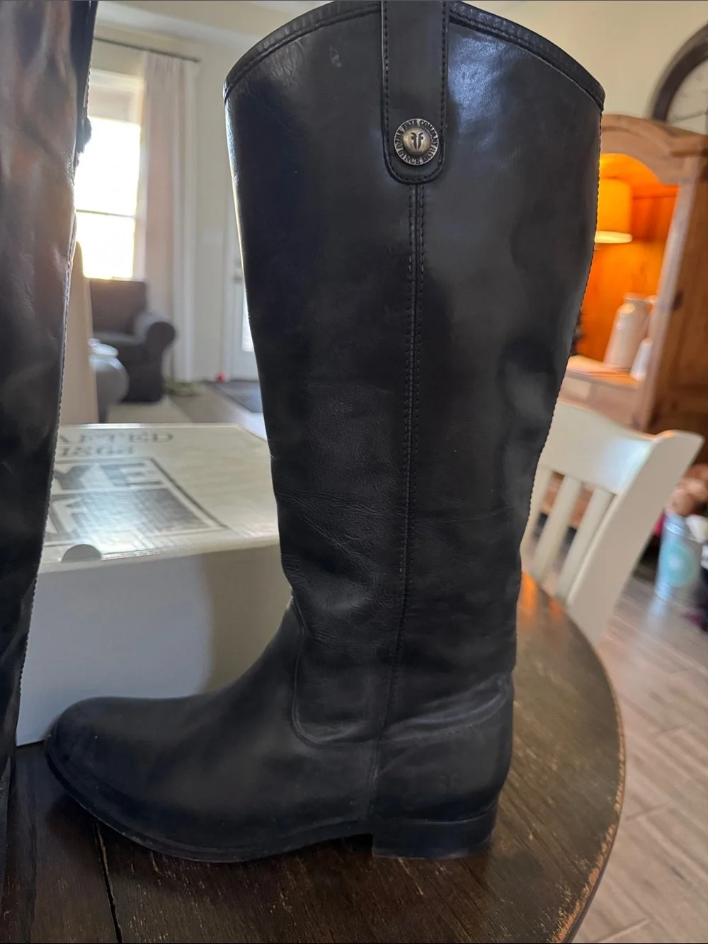 Frye Tall Black Leather Pull-On Riding Boots